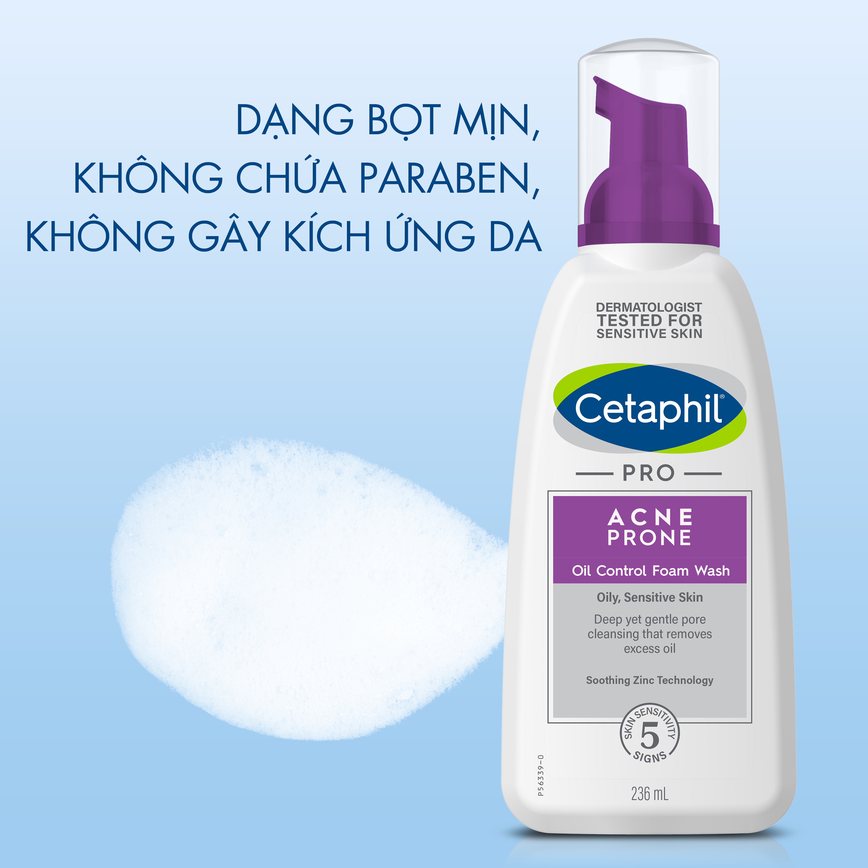 Sữa rửa mặt Cetaphil cho da dầu mụn giúp da khô thoáng và không bóng dầu suốt ngày dài