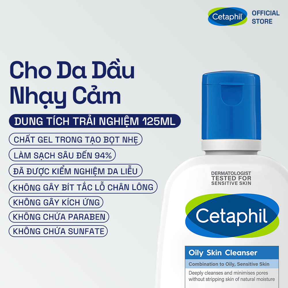 Sữa Rửa Mặt Sạch S&acirc;u Dịu L&agrave;nh Cho Da Dầu Nhạy Cảm Cetaphil Oily Skin Cleanser 5