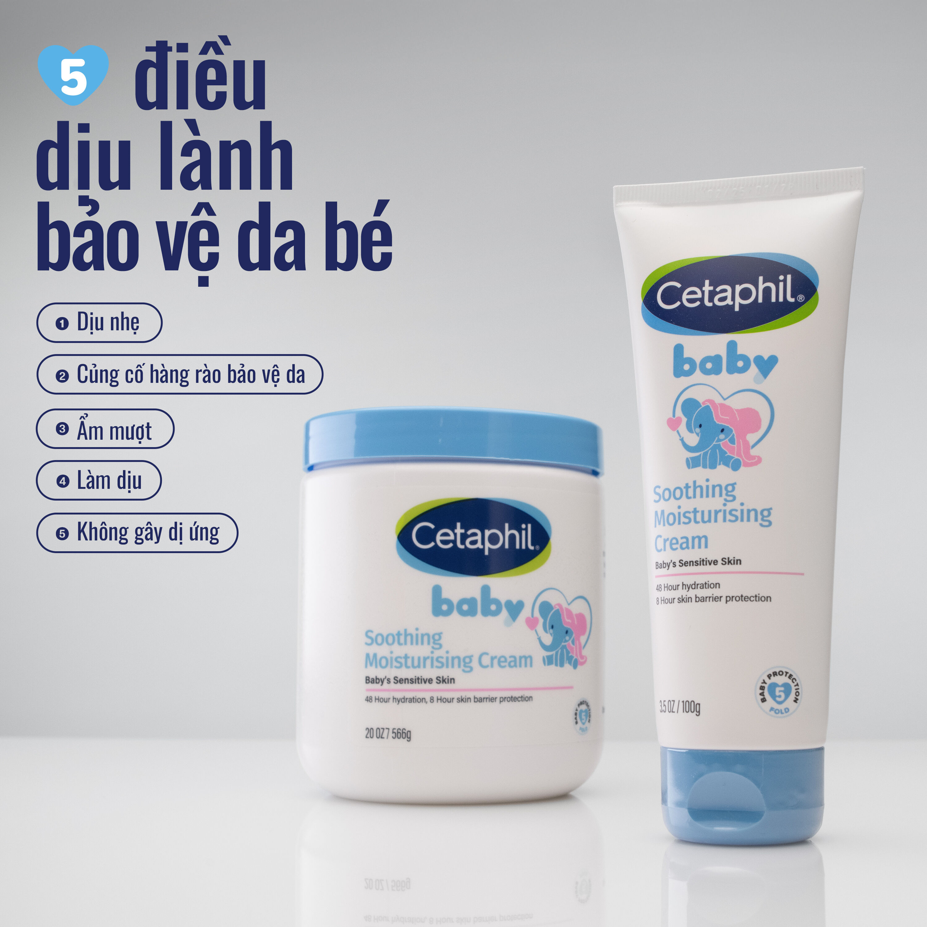 Kem dưỡng ẩm cho b&eacute; Cetaphil Soothing Moisturising Cream 5
