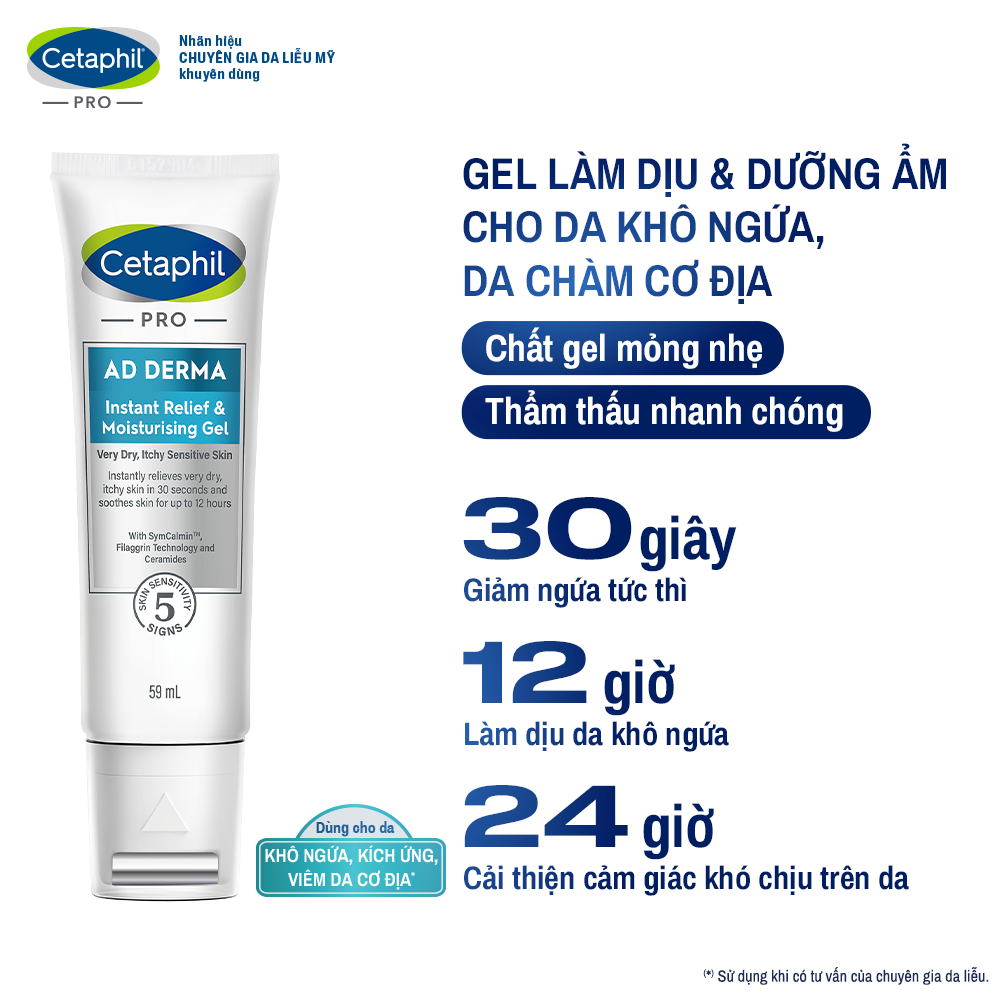 Gel L&agrave;m Dịu V&agrave; Hỗ Trợ Giảm Ngứa Cho Da Ch&agrave;m, Vi&ecirc;m Da Cơ Địa Cetaphil Pro AD Derma Instant Relief & Moisturising Gel5
