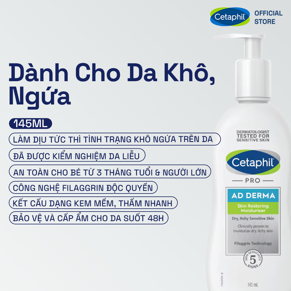 Sữa dưỡng ẩm dịu l&agrave;nh hỗ trợ chăm s&oacute;c ch&agrave;m da, vi&ecirc;m da cơ địa Cetaphil Pro AD Derma Moisturizer 6