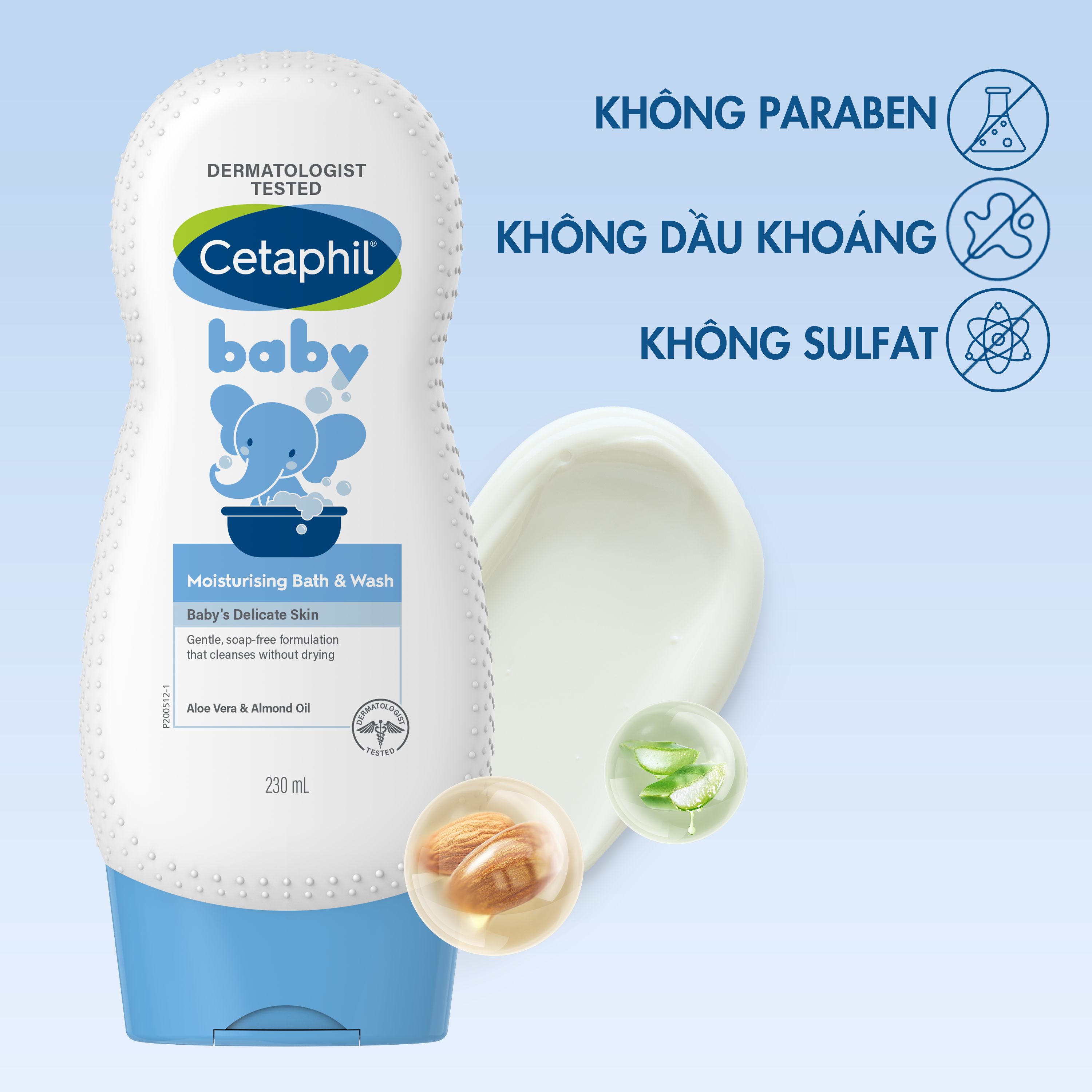 Sữa tắm dưỡng ẩm dịu l&agrave;nh cho b&eacute; Cetaphil Baby Moisturizing Bath & Wash