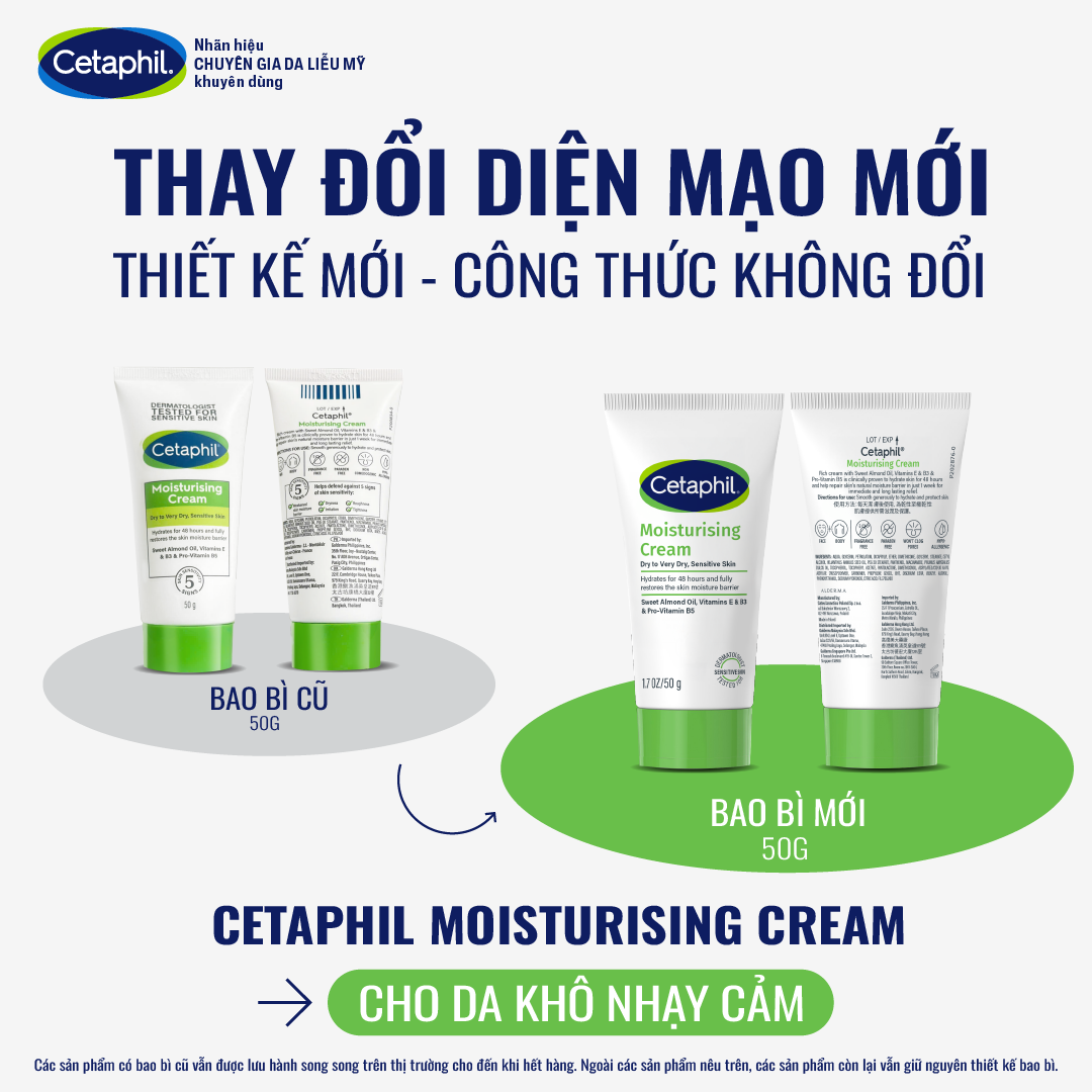 Kem dưỡng ẩm dịu l&agrave;nh cho da nhạy cảm Cetaphil Moisturising Cream 8