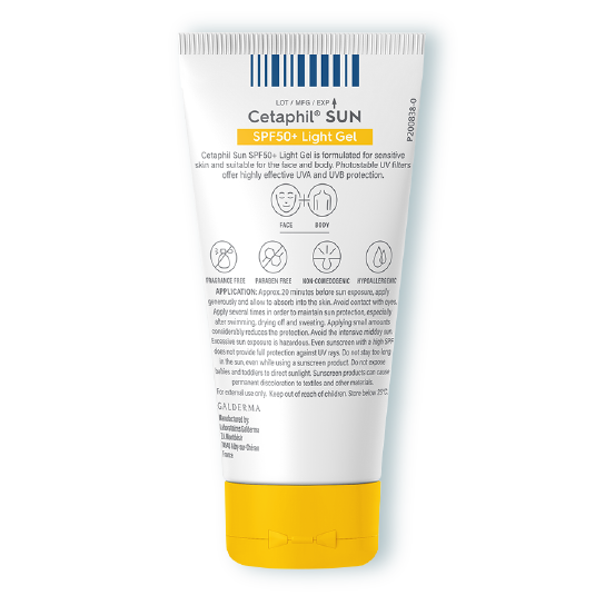 Gel chống nắng vật l&yacute; dịu l&agrave;nh Cetaphil Sun SPF 50+ Light Gel mặt sau