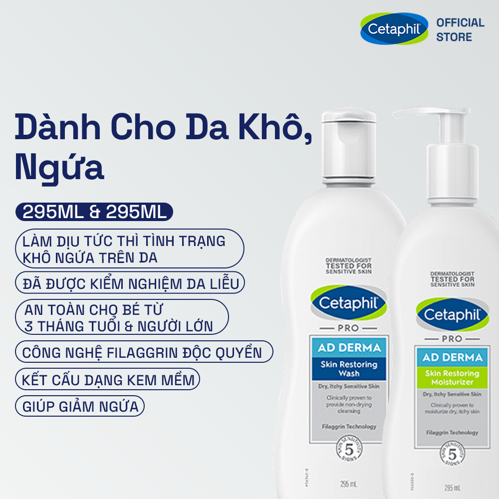 Sữa tắm dưỡng ẩm dịu l&agrave;nh hỗ trợ chăm s&oacute;c ch&agrave;m da, vi&ecirc;m da cơ địa Cetaphil Pro AD Derma Wash 5