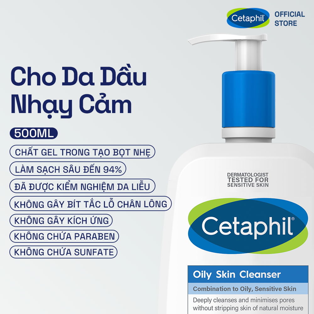 Sữa Rửa Mặt Sạch S&acirc;u Dịu L&agrave;nh Cho Da Dầu Nhạy Cảm Cetaphil Oily Skin Cleanser 4