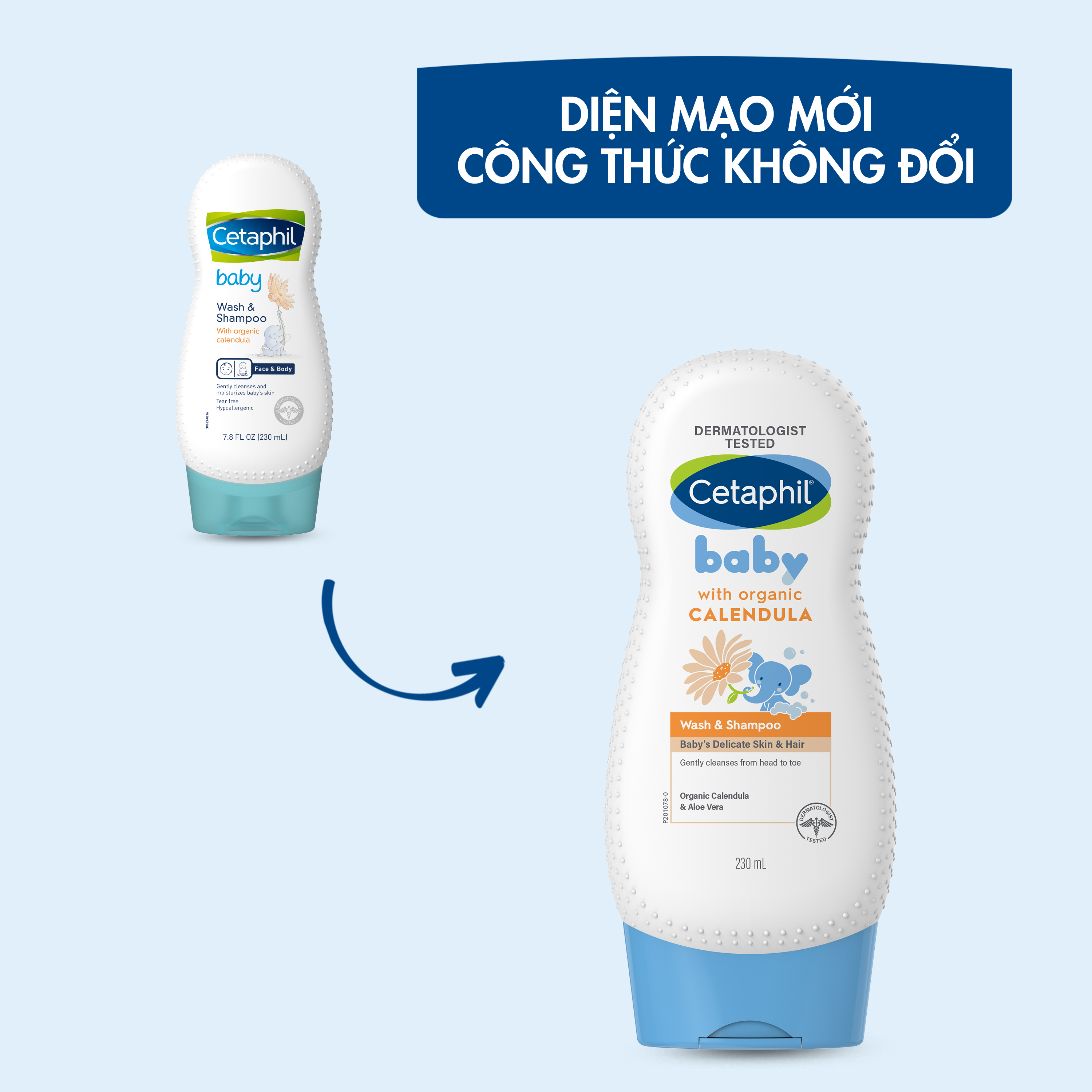 Sữa tắm gội dịu l&agrave;nh cho b&eacute; Cetaphil Baby Wash & Shampoo với Hoa c&uacute;c Calendula hữu cơ