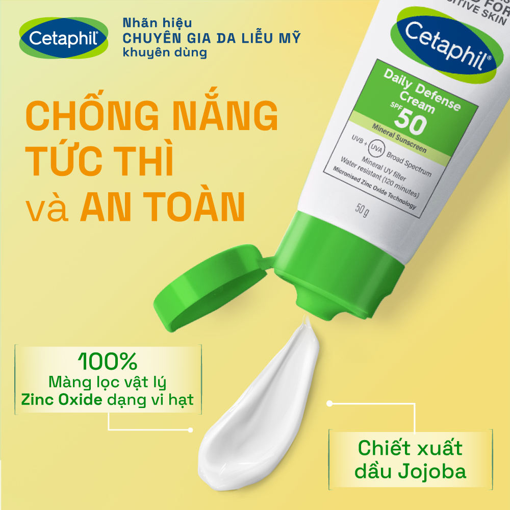 Nếu bạn c&oacute; l&agrave;n da dầu, dễ k&iacute;ch ứng v&agrave; thường kh&oacute; t&igrave;m được loại kem chống nắng body đi biển kh&ocirc;ng g&acirc;y nhờn r&iacute;t, Cetaphil Daily Defense Cream SPF 50 ch&iacute;nh l&agrave; c&acirc;u trả lời ho&agrave;n hảo