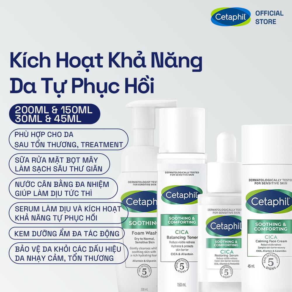 Sữa rửa mặt dạng bọt si&ecirc;u mềm mịn gi&uacute;p l&agrave;m dịu tức th&igrave; & cấp ẩm tối ưu cho da nhạy cảm Cetaphil Soothing Foam Wash 200ml 4