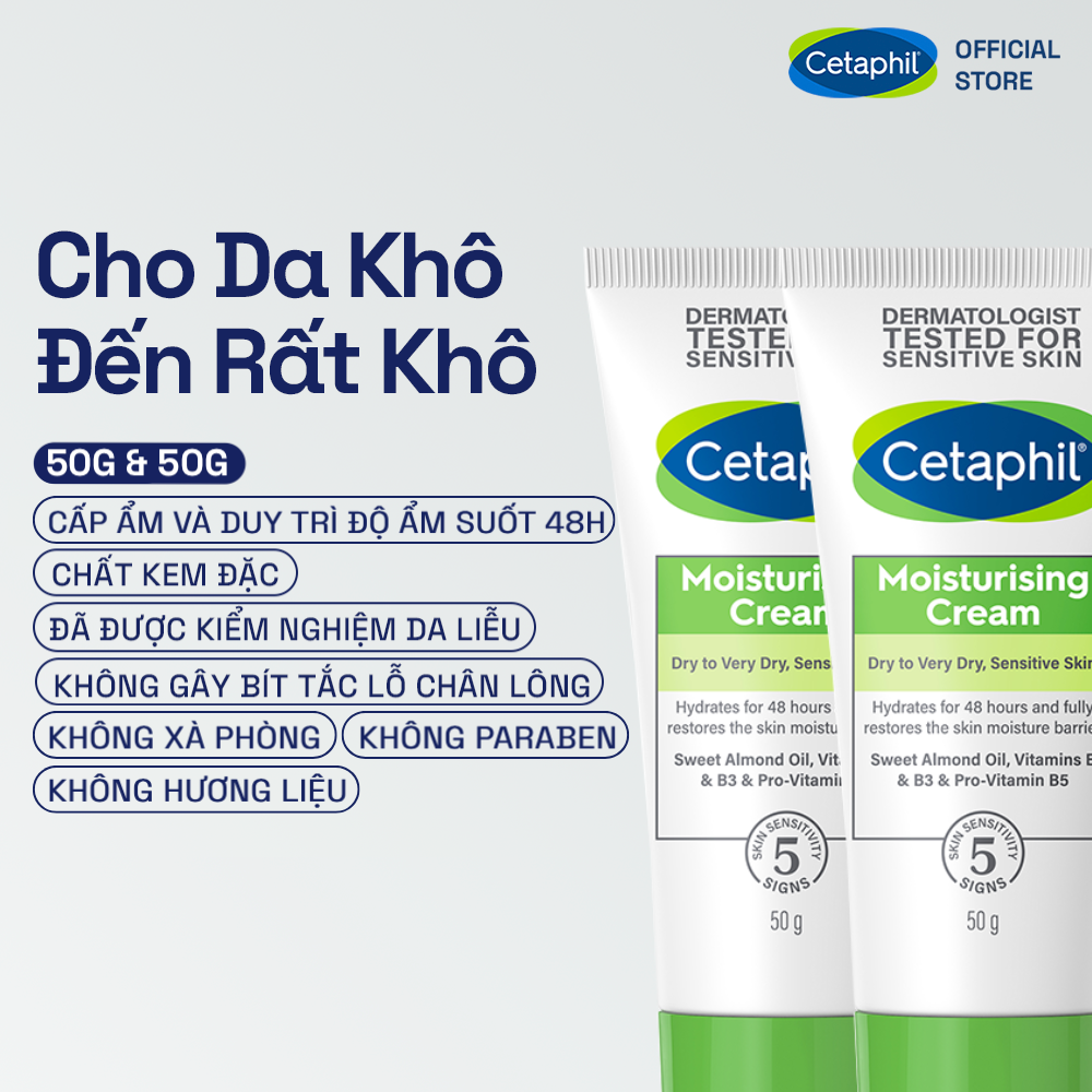 Kem dưỡng ẩm dịu l&agrave;nh cho da nhạy cảm Cetaphil Moisturising Cream 5
