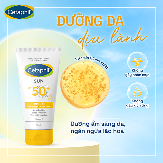 Gel chống nắng vật l&yacute; dịu l&agrave;nh Cetaphil Sun SPF 50+ Light Gel dưỡng da dịu l&agrave;nh