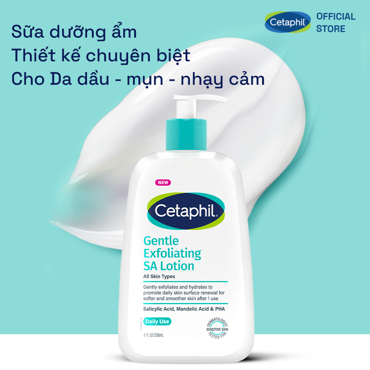 Sữa Dưỡng Ẩm Kết Hợp Loại Bỏ Tế B&agrave;o Chết Cho Da Dầu Mụn & Nhạy Cảm Cetaphil Gentle Exfoliating SA Lotion 5