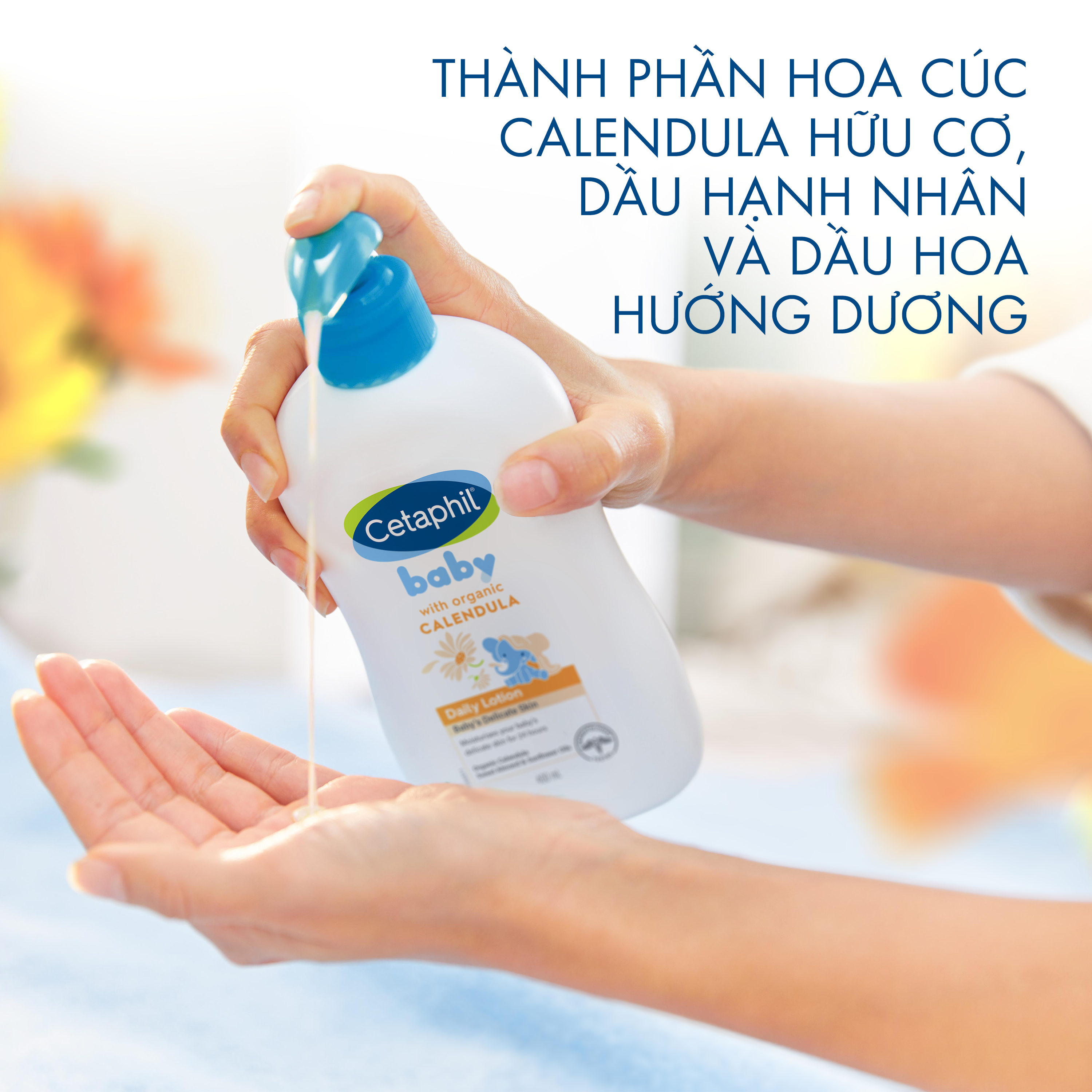 Sữa dưỡng thể cho b&eacute; Cetaphil Baby Daily Lotion với Hoa C&uacute;c Calendula hữu cơ 5