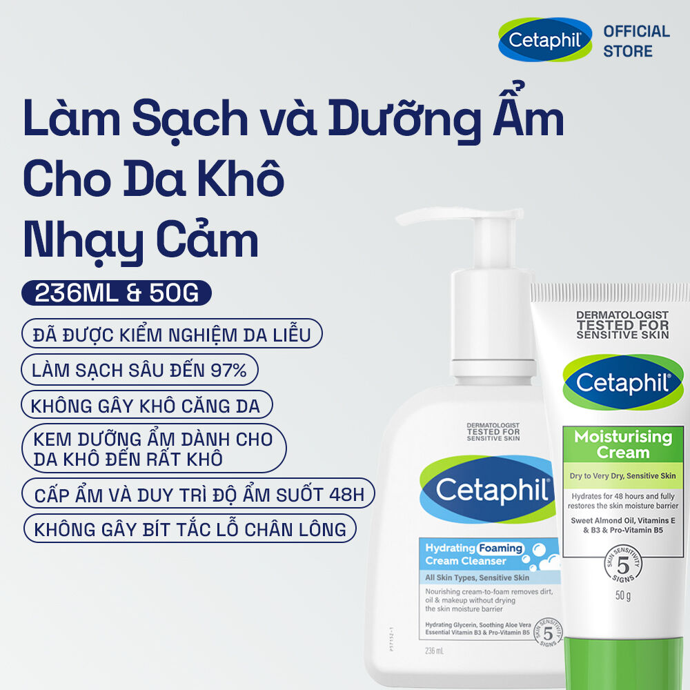 Sữa rửa mặt tạo bọt mịn dịu l&agrave;nh cho da nhạy cảm Cetaphil Hydrating Foaming Cream Cleanser 4