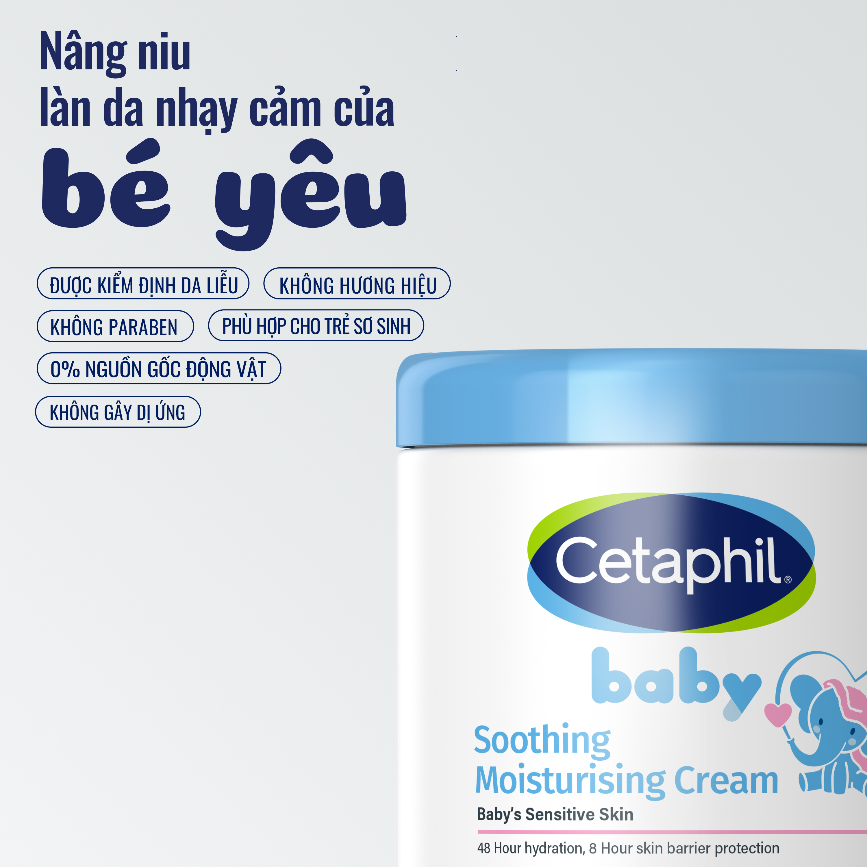 Kem làm dịu và dưỡng ẩm cho bé Cetaphil Baby Soothing & Moisturising Cream 
                    Ingredients